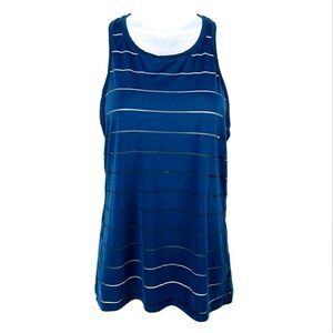 ATHLETA Women's Navy Blue Racerback Tank Top With Sheer Stripe Details Size XSP